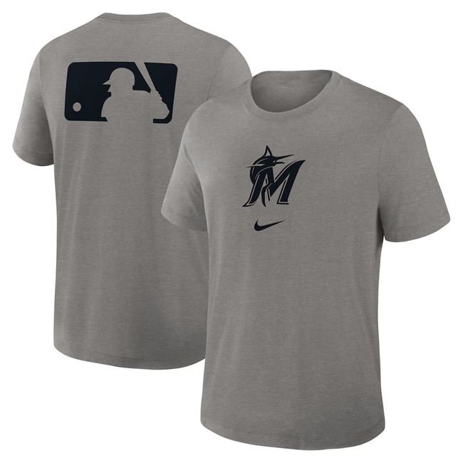 Men's Grey Miami Marlins Early Work Tri-Blend Dri-FIT T-Shirt
